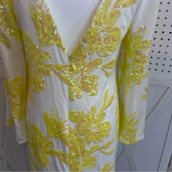Endless Rose Women's Yellow Floral Sequin Overlay Mini Dress - Picture 7 of 7